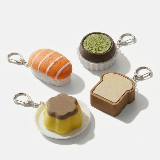 늘이랑 두쫀쿠 키캡 키링 키보드 3D 클리커 클릭커 식빵 푸딩 음식 연어초밥 스위치 딸각이 피젯토이, 음식클리커