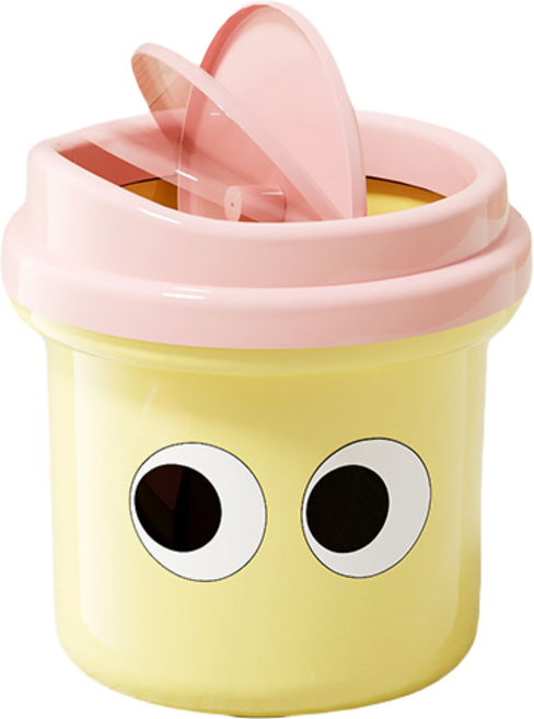 유포유 엠토이 귀여운 이모티콘 휴지통 소형 12L DA1380, 옐로