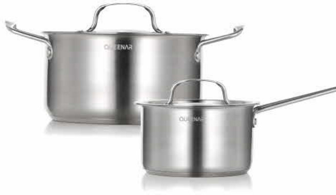 스테인레스 냄비 세트 2종 인덕션 가스렌지 냄비, 양수 (18cm) + 편수 (16cm), 스텐, 1세트