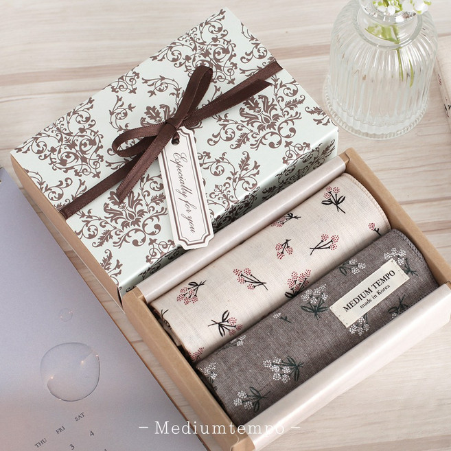 네이처 2종 여자 남자 손수건 선물 순면100%