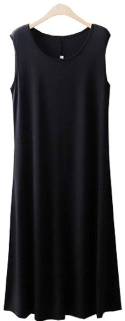 냉장고 쿨 나시 롱 원피스 여성 빅사이즈 민소매 무지 스판 데일리