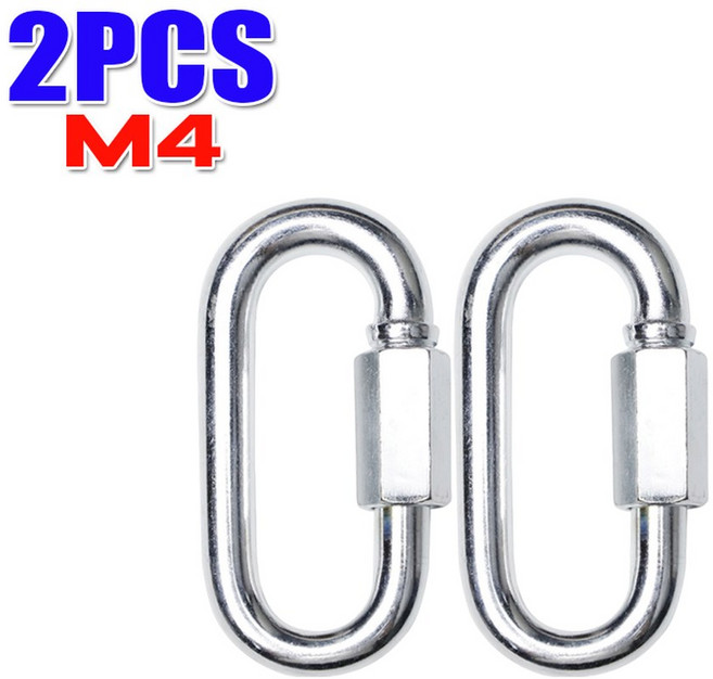 헤비 듀티 아연 도금 락 퀵 스크류 M5 링크 훅 M6 철제 체인 M4 카라비너 커넥터, M4 2pcs