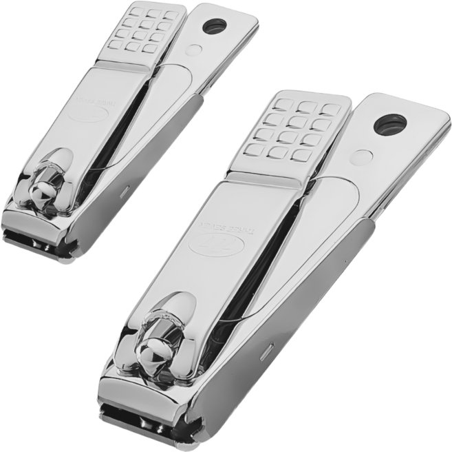 쓰리세븐 777 일자 소형 손톱깍이 1개 + 대형 발톱깍이 1개세트, 1세트, 실버