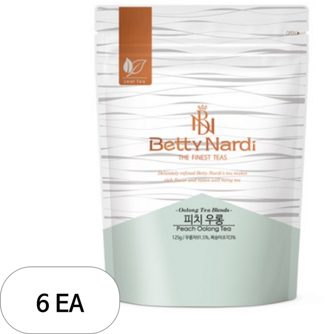 베티나르디 피치 우롱 티 리필 지퍼백, 125g, 6개, 1개입