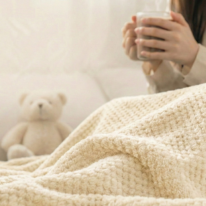 셀렉티크 극세사 무릎담요 학생 스카 캠핑 카페 강아지 차량 담요, 아이보리, 1개