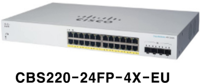 시스코 CBS220-24FP-4X-EU 기가비트 POE+ 382W 24포트 10G 4SFP+광포트 스위치허브, 1개