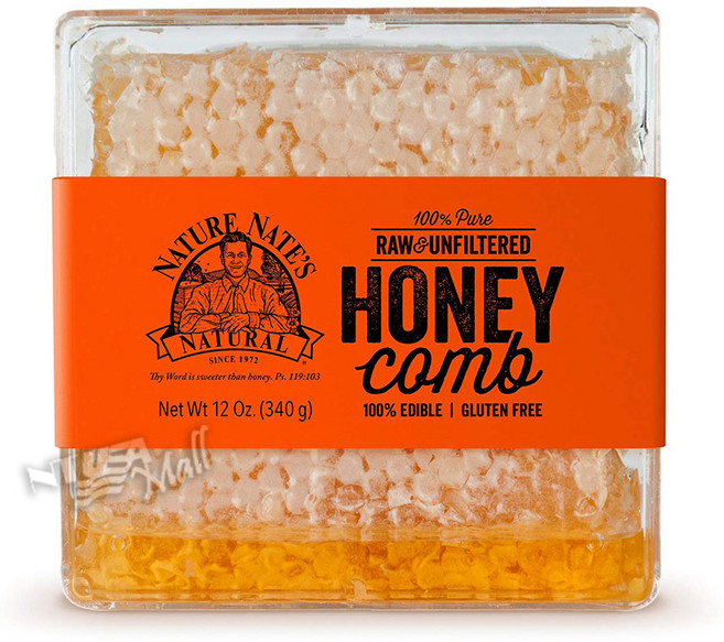 네이처 천연 벌집꿀 허니콤 340G NATURE NATES HONEY COMB RAW & UNFILTERED, 1개