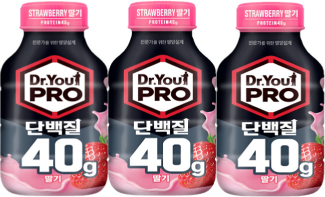 오리온 닥터유 프로 단백질 드링크 40g 딸기, 3개, 350ml