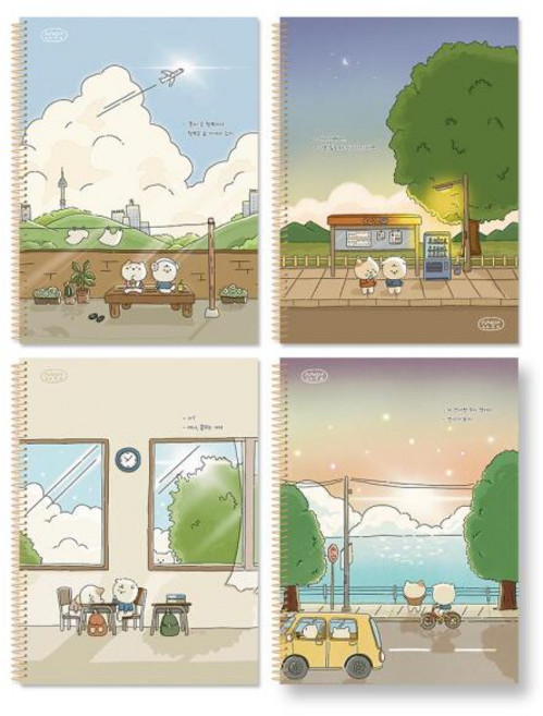 아트박스/아이비스 소소일상 슬림 골드원링 노트 35매 4종 세트, 랜덤발송, 랜덤발송