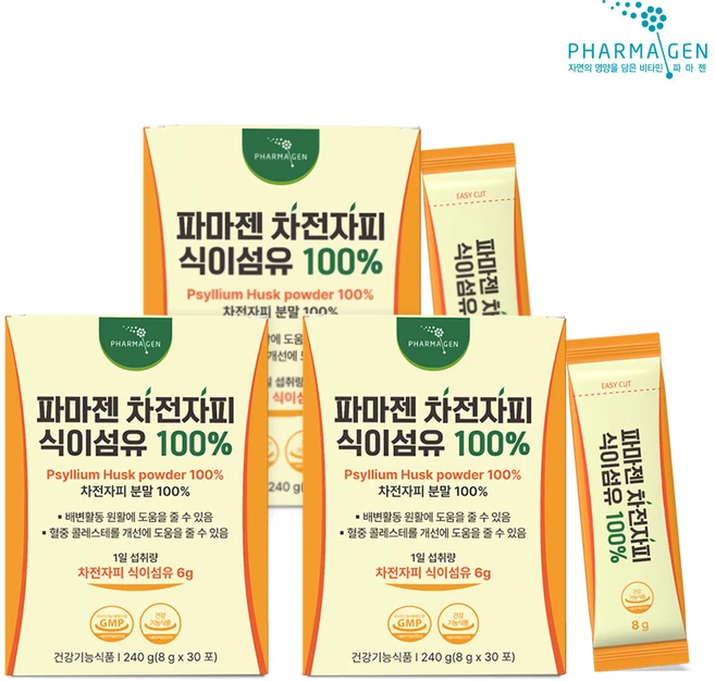 파마젠 차전자피 식이섬유 100, 240g, 3개 - 쿠팡