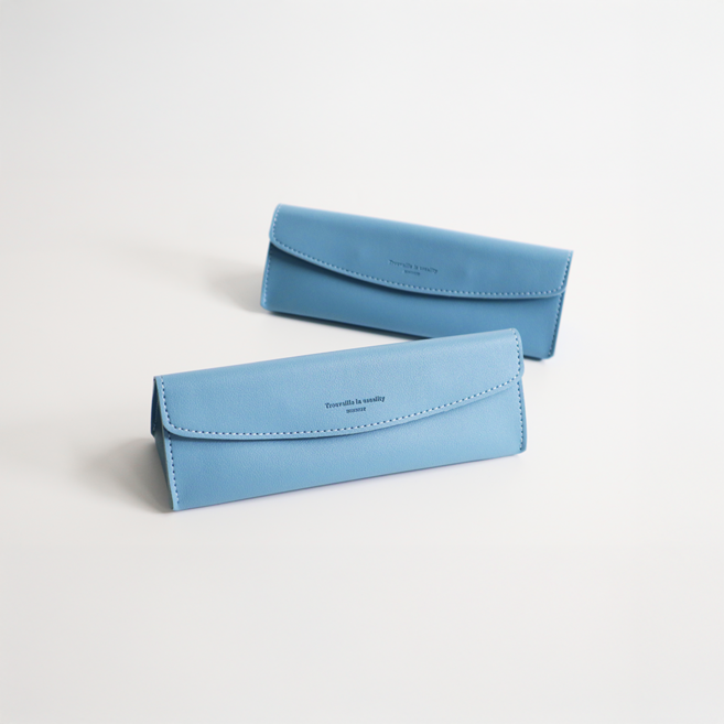 퍼니메이드 가죽 트라이앵글 펜 파우치, 블루색, 1개