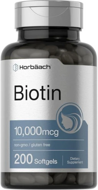 피로 모발 성장 호르바흐 비오틴 10000mcg | 소프트젤 200개 비타민 B7 비GMO 글루텐 프리, 1개, 200정 - 쿠팡