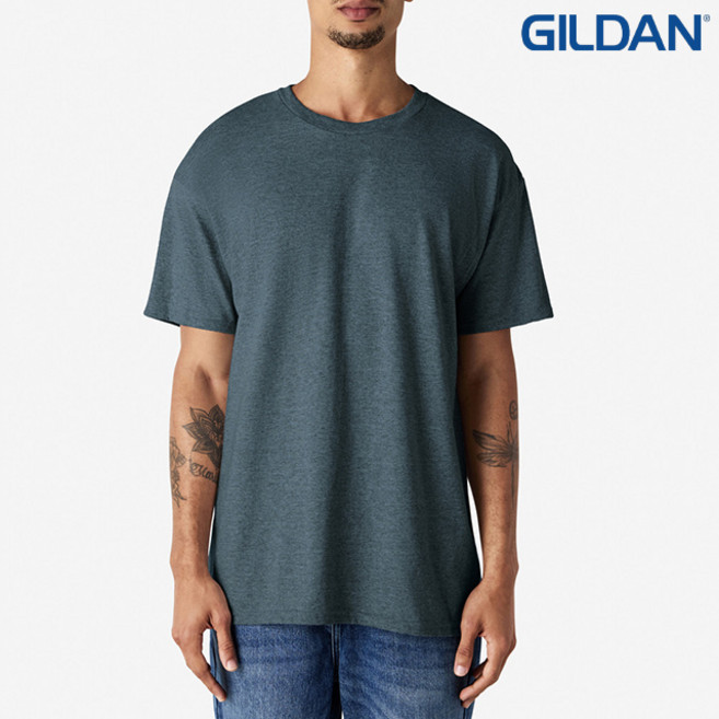 길단2000 울트라코튼 18수 무지 반팔 라운드 티셔츠 다크헤더