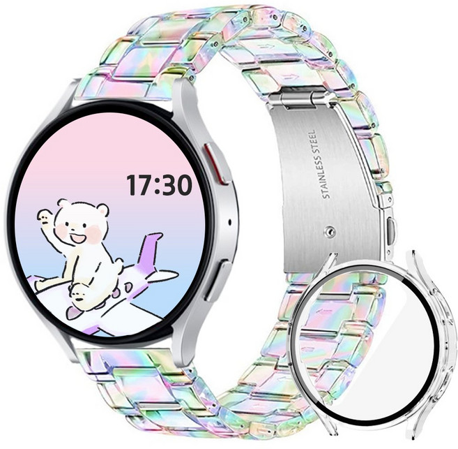 아이비온 갤럭시워치 오로라 스트랩 40 44 mm + 풀커버 케이스 세트