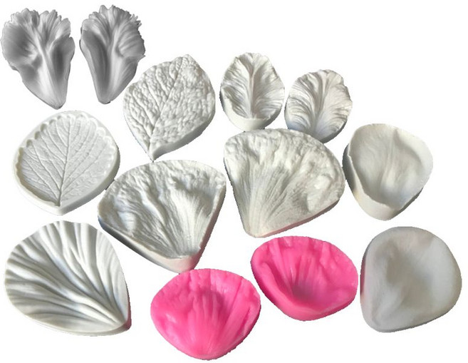 초콜릿 설탕 공예 절묘한 꽃 잎 페이스트 곰팡이 케이크 꾸미기 도구 가족 예술 실리콘 비누 곰팡이 부엌, 다중, 1개