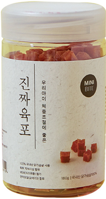 펫프렌즈 진짜육포 강아지 훈련 칭찬 보상 노즈워크 간식, 닭가슴살미니바이트, 180g, 1개