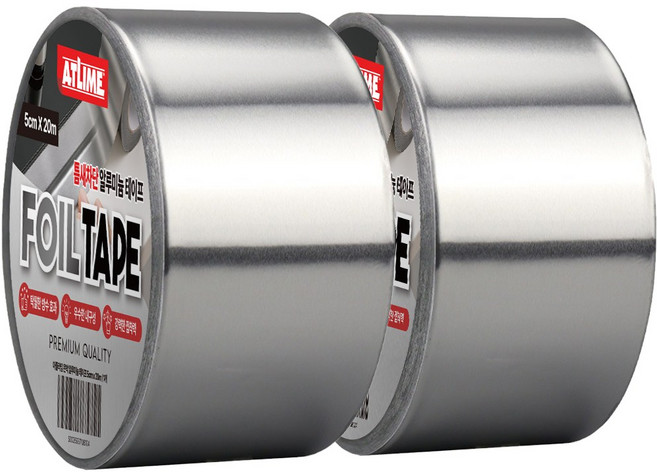 아뜰라임 다용도 틈새 차단 알루미늄 은박 방수 테이프 5cm x 20m, 2개