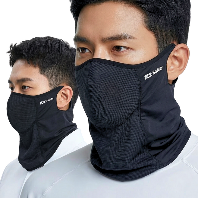 K2 Safety 메쉬 숨편한 가드스카프 멀티스카프+3중 MB필터 5매 증정, 블랙+블랙, 1세트
