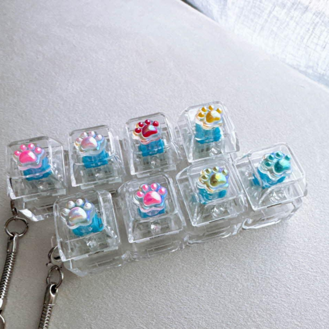 picknic 투명 키보드 키캡 led 과일 동물 키링 키홀더