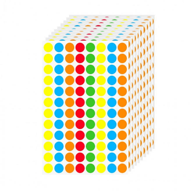 960PCS 5색상 원형 도트 스티커 15mm, 1세트, (S5102) 960점