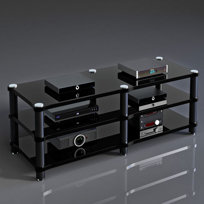BYQWD고급 오디오랙 오디오장식장 턴테이블 받침대 오디오렉 오디오장 선반BYQWD, 3단 블랙