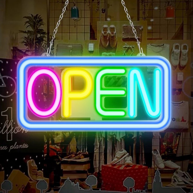 LED OPEN 네온사인 간판등 영업중 분위기등 카페 음식점 매장 디자인 방수 절전형 USB 포트, 1개