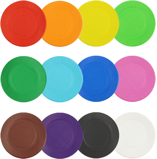 칼라접시 종이접시 10개입 (단색) /만들기 재료, 연두