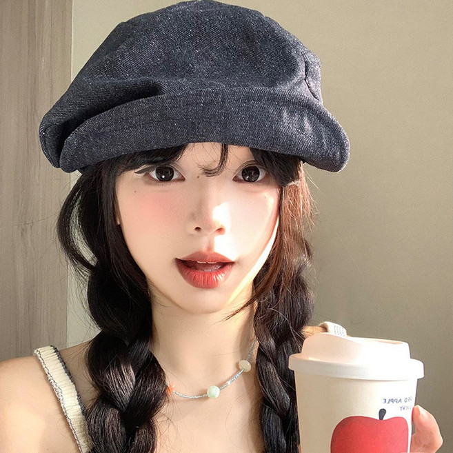 日系復古褶皺貝雷帽 女八角畫家帽