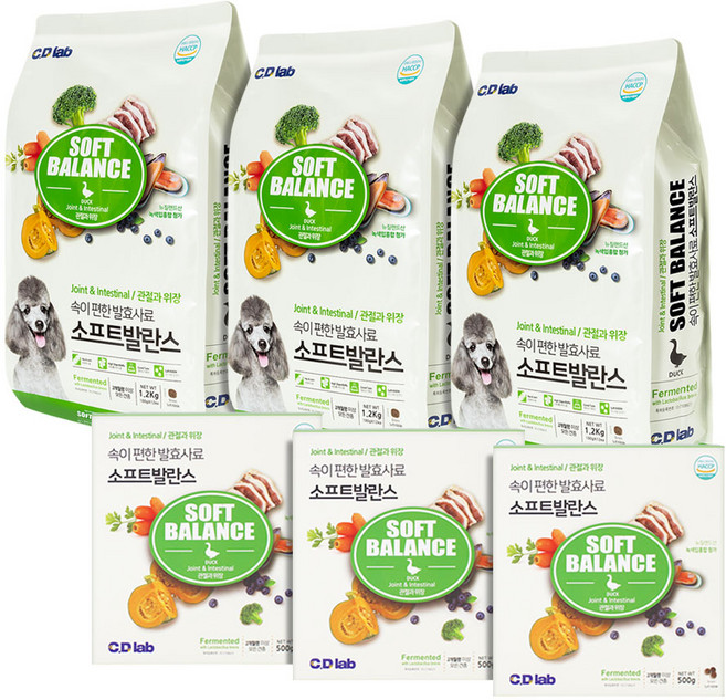 씨디랩 소프트발란스 속이 편한 강아지 발효사료 1.2kgX3개관절과 위장, 1.2kg, 3개, 오리