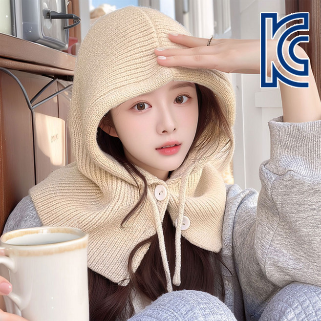 슈비리아 여성 겨울 캐시미어 니트 바라클라바 후드 넥워머