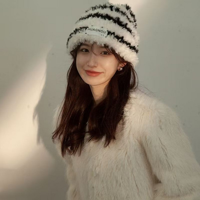 여성 가을 겨울 버킷 니트 비니 두건 모자