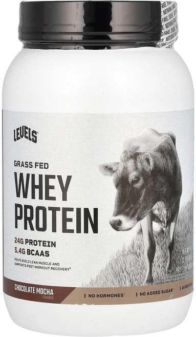 Levels Grass Fed Whey Protein Powder Chocolate Mocha 2 lb 907 g, 907g, 1개 - 쿠팡