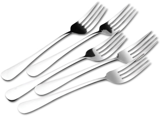 恆樂居家 410不鏽鋼西餐叉5入組 - 西餐餐具、主餐叉, 銀色, 1套