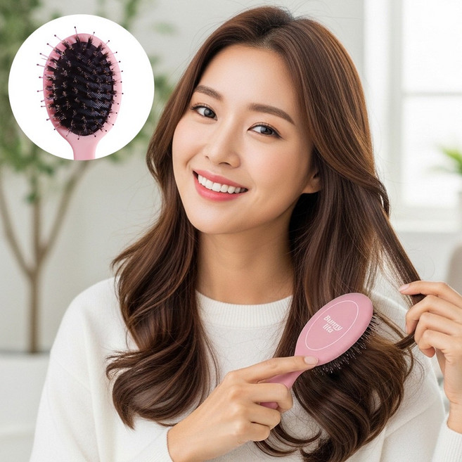 버니리타 미니 돈모 파스텔 헤어 브러쉬, 파스텔 핑크_LB554, 1개