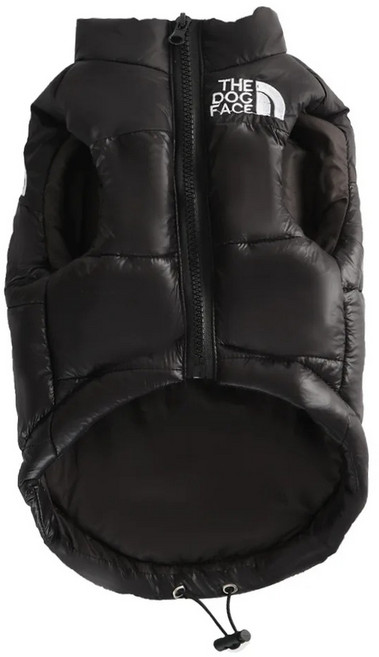 더도그페이스 눕시조끼패딩 선물용, M, 검정색