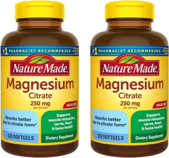 Nature Made 마그네슘시트레이트 250mg 소프트젤 120정(소프트젤 1정당 125mg) 2 SET, 2개, 120정 - 쿠팡