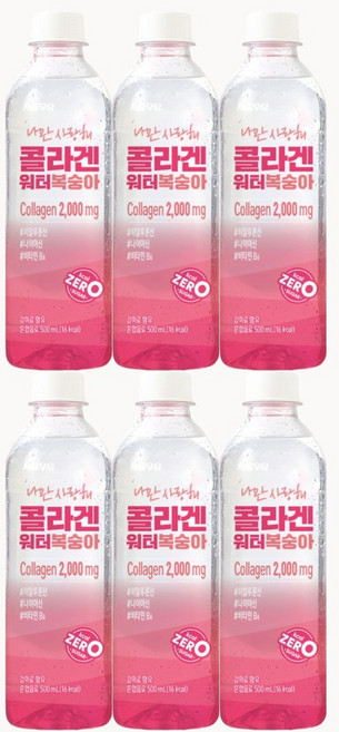 나만사랑해 콜라겐워터 복숭아, 6개, 500ml