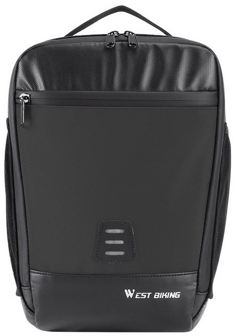 WEST BIKING 방수 자전거 가방 대용량 프론트 튜브 핸들 바 패니어 백팩 MTB 스쿠터 사이클링 7.3L, 02 Black, 1개