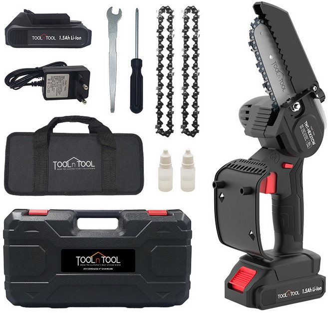 툴앤툴 21V 충전식 무선 10cm 전기톱 TNT-HEX21CW(악세서리 3종 추가구성) 목재절단 잔가지정리, TNT-HEX21CW (+사은품 3종), 1개