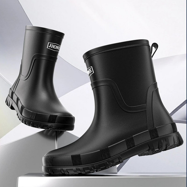 투니스 남성 심플 패션 미들 미끄럼방지 논슬립 경량 레인부츠