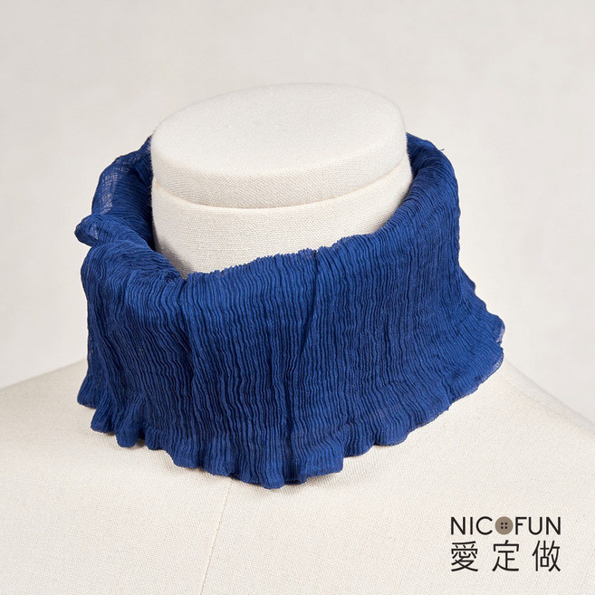 NicoFun 愛定做 俏麗17 柳葉絲小摺圍脖 (四季可戴 圍巾 桑蠶絲巾)