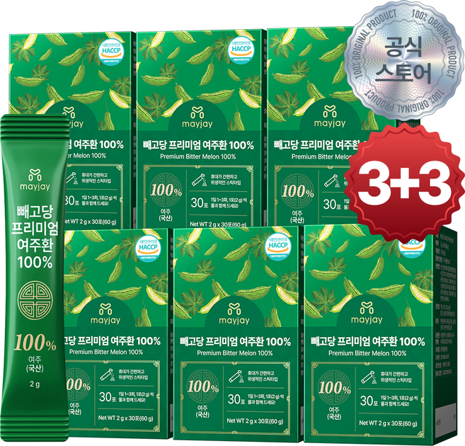 여주환 100% 국산 HACCP 스틱 메이제이, 6박스, 60g