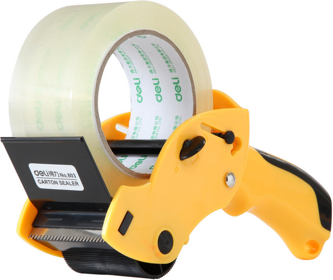 박스 테이프 커터기 6cm 포장 커터, 옐로우, 1개