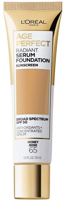 L'Oreal 파리 에이지 퍼펙트 래디언트 세럼 파운데이션 SPF 50 딥 앰버 1oz 142099, 065 허니 로즈