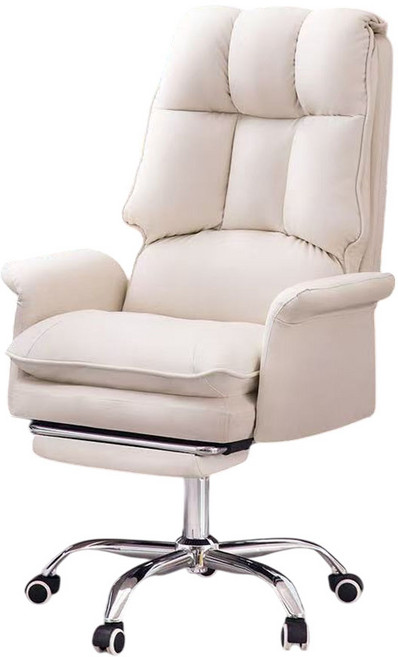 SPF 沙發電腦椅 電競椅 辦公椅 人體工學椅, 白色皮革+高級氣桿+擱腳