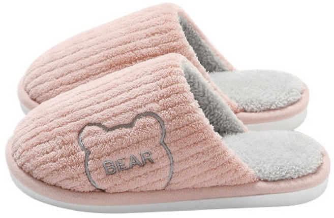 베어 털 겨울 거실 실내 슬리퍼 실내화, 1개, 핑크