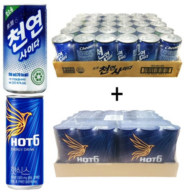 일화 천연사이다190ml(30캔) +핫식스250ml(30캔), 60개, 190ml