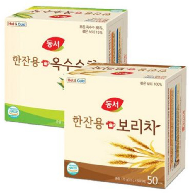 동서 한잔용 옥수수차 50T + 보리차 티백차, 1.5g
