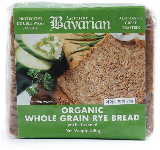 독일 슐렌더 바바리안 유기농 무첨가물 호밀빵 아마씨 천연발효 500g, 1