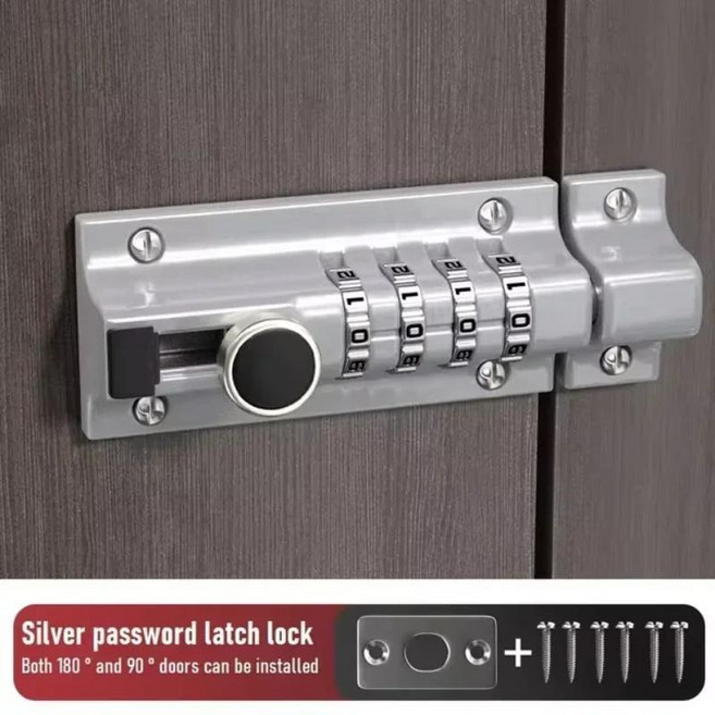 암호 잠금 블랙 실버 볼트 금속 문짝 래치 도난 방지 숫자 자물쇠 야외 목재 게이트 하드웨어, 01 A sliver, 1개